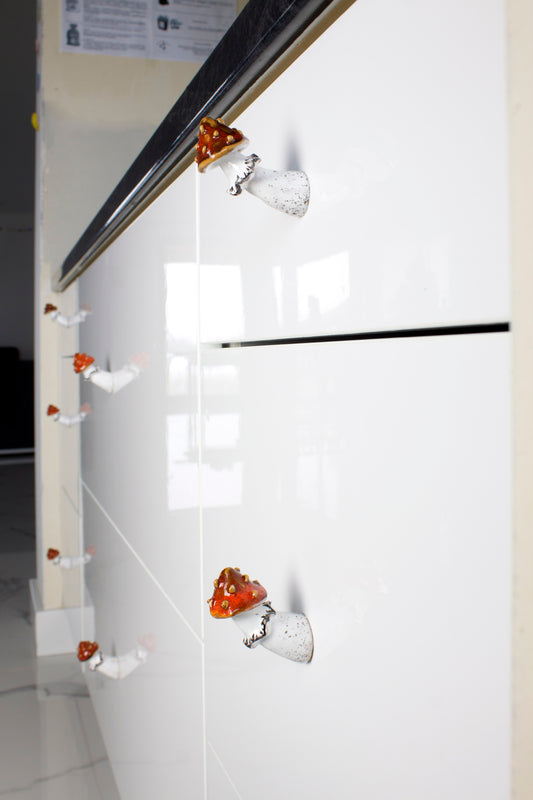 Mushroom cabinet knobs, Dresser knobs, Drawer decor, Door knobs, Amanita Cabinet pulls, Drawer knobs, Cabinet handles, Ceramic hardware