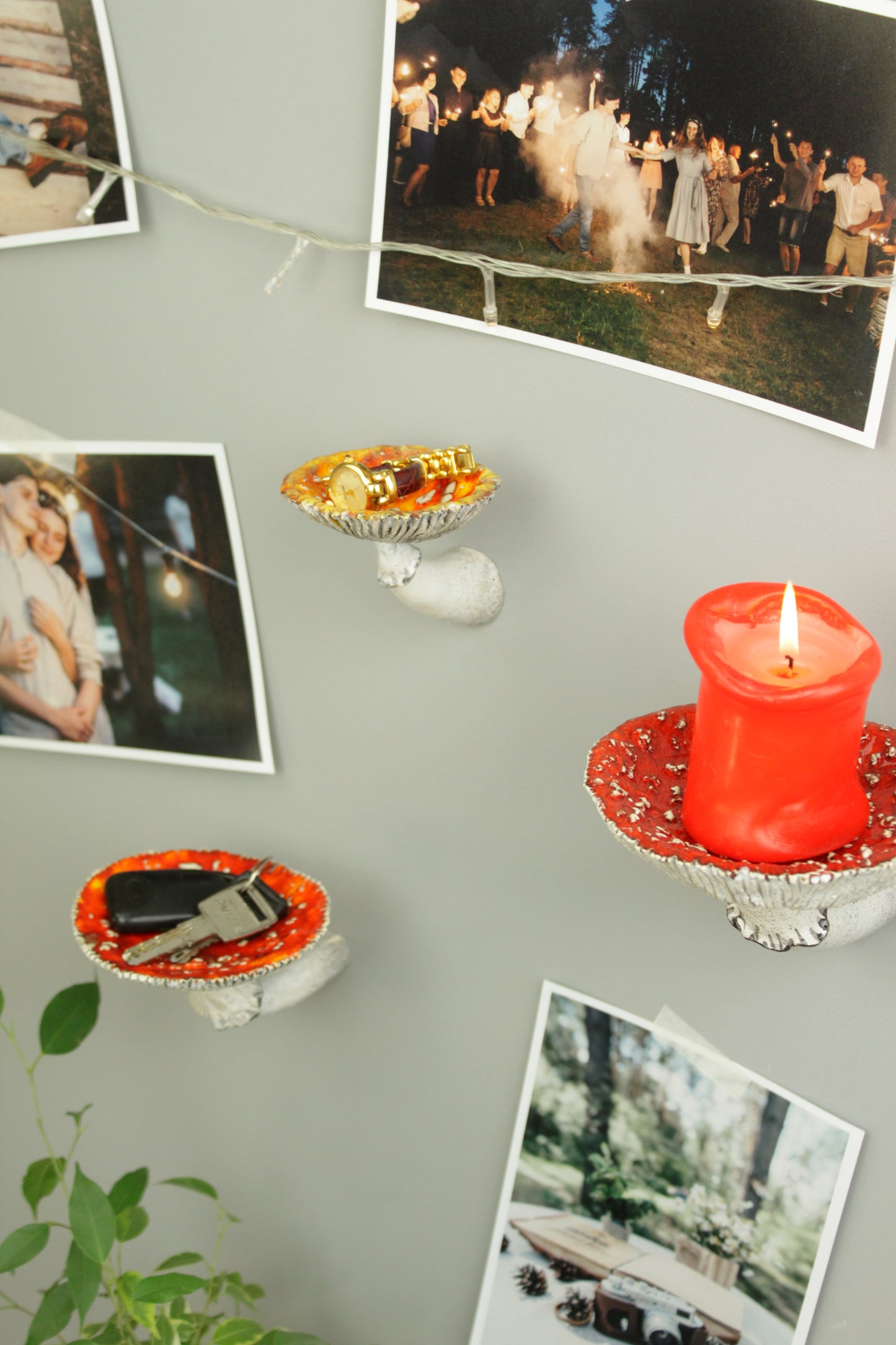 Amanita mushroom wall shelf