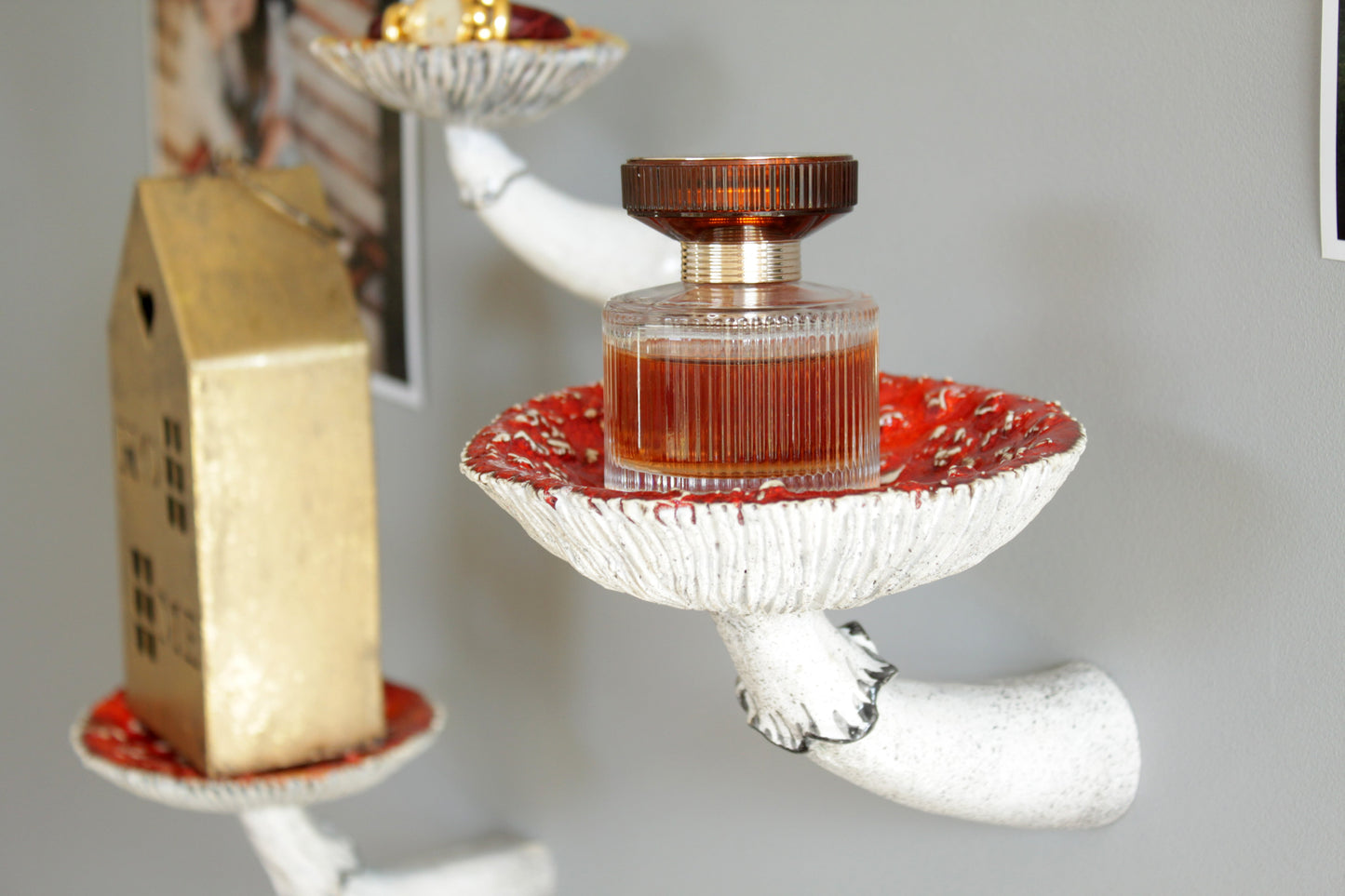 Amanita mushroom wall shelf