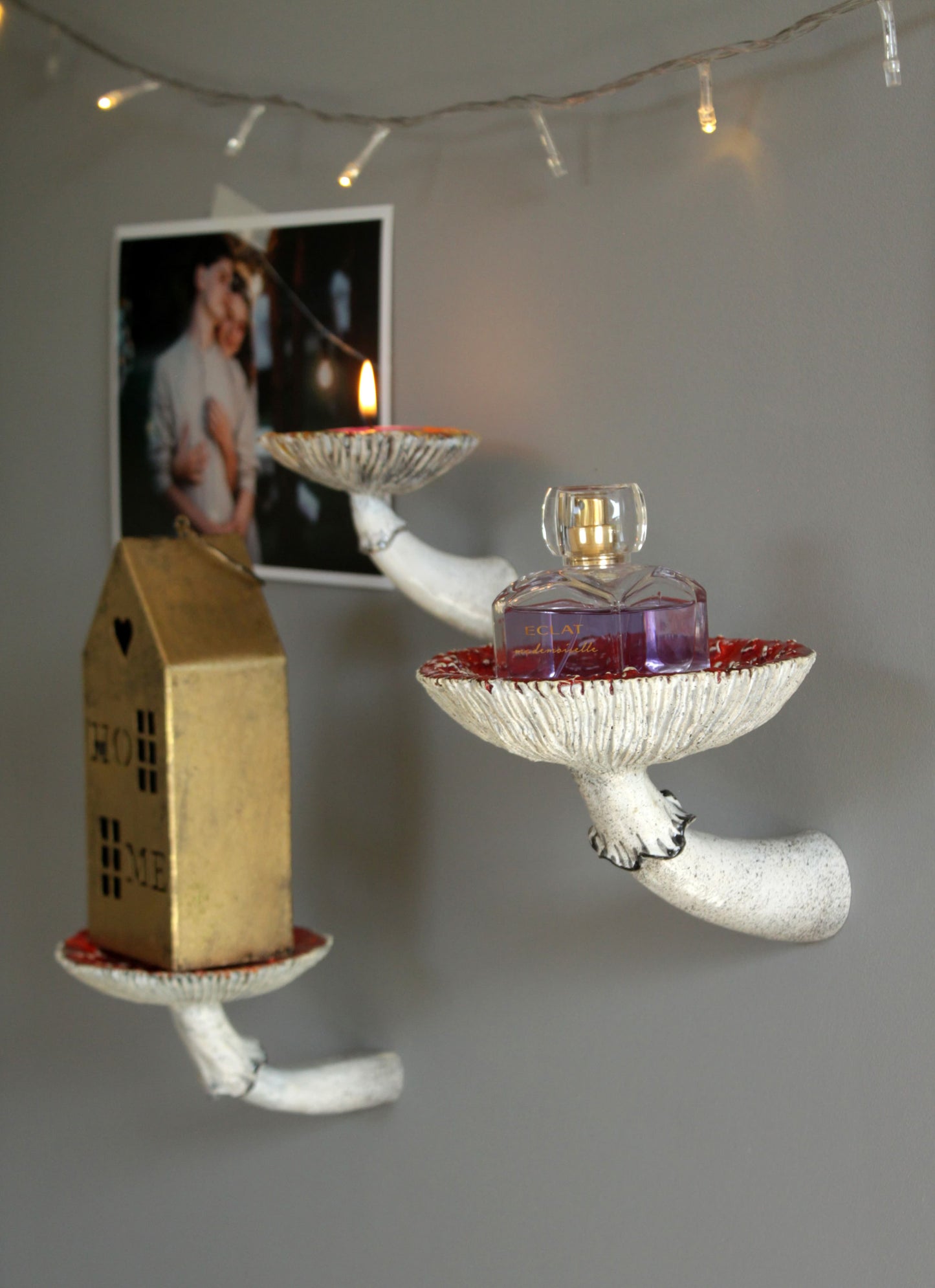 Amanita mushroom wall shelf