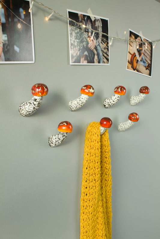 Aspen Mushroom Hook, Mushroom Decor, Merry Mushroom, Mushroom Figurine, Coat Hooks, Clothing Rack, Wall Hooks