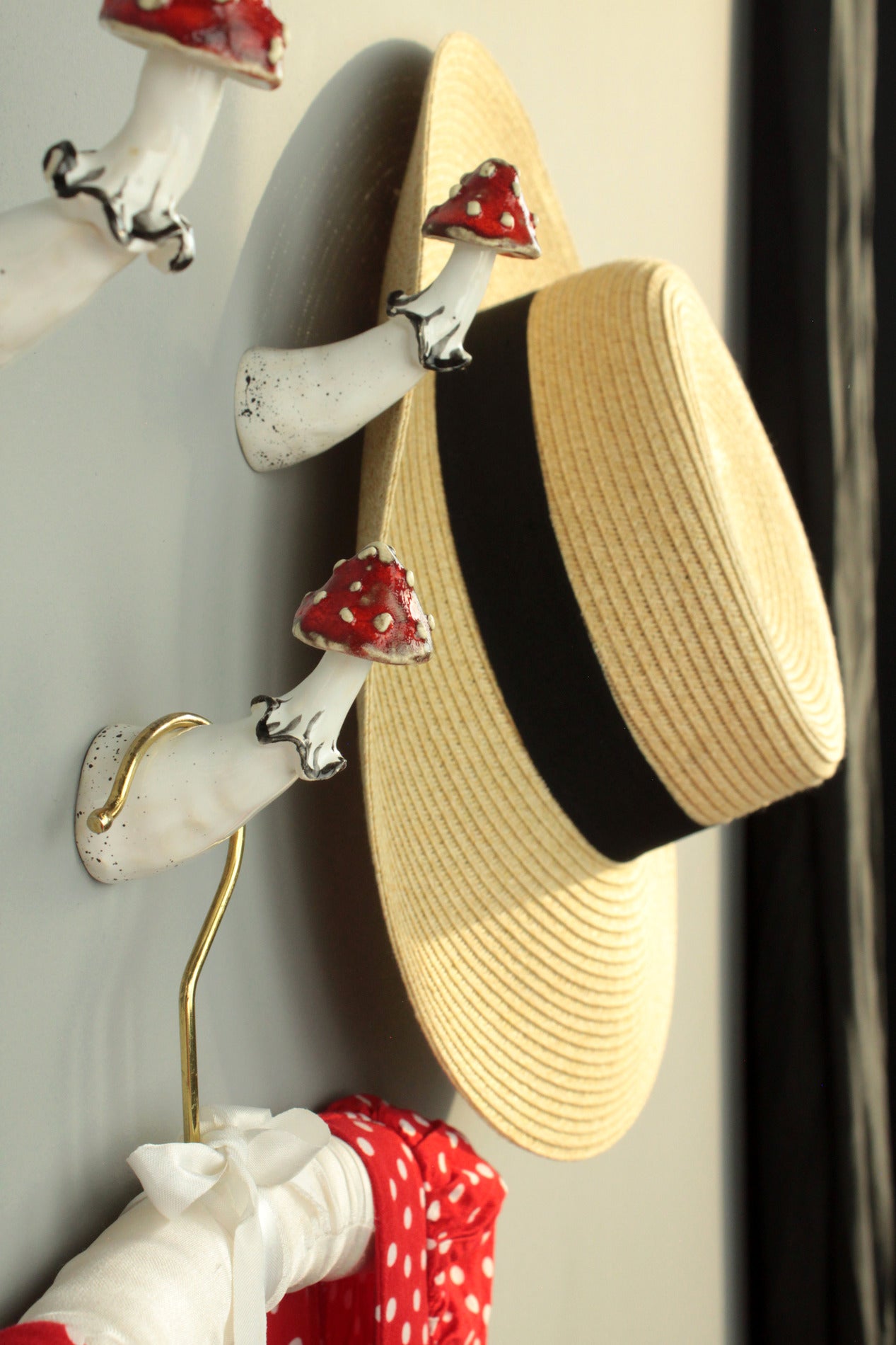 Amanita mushroom wall hook. Handmade by LEILY CLOUD