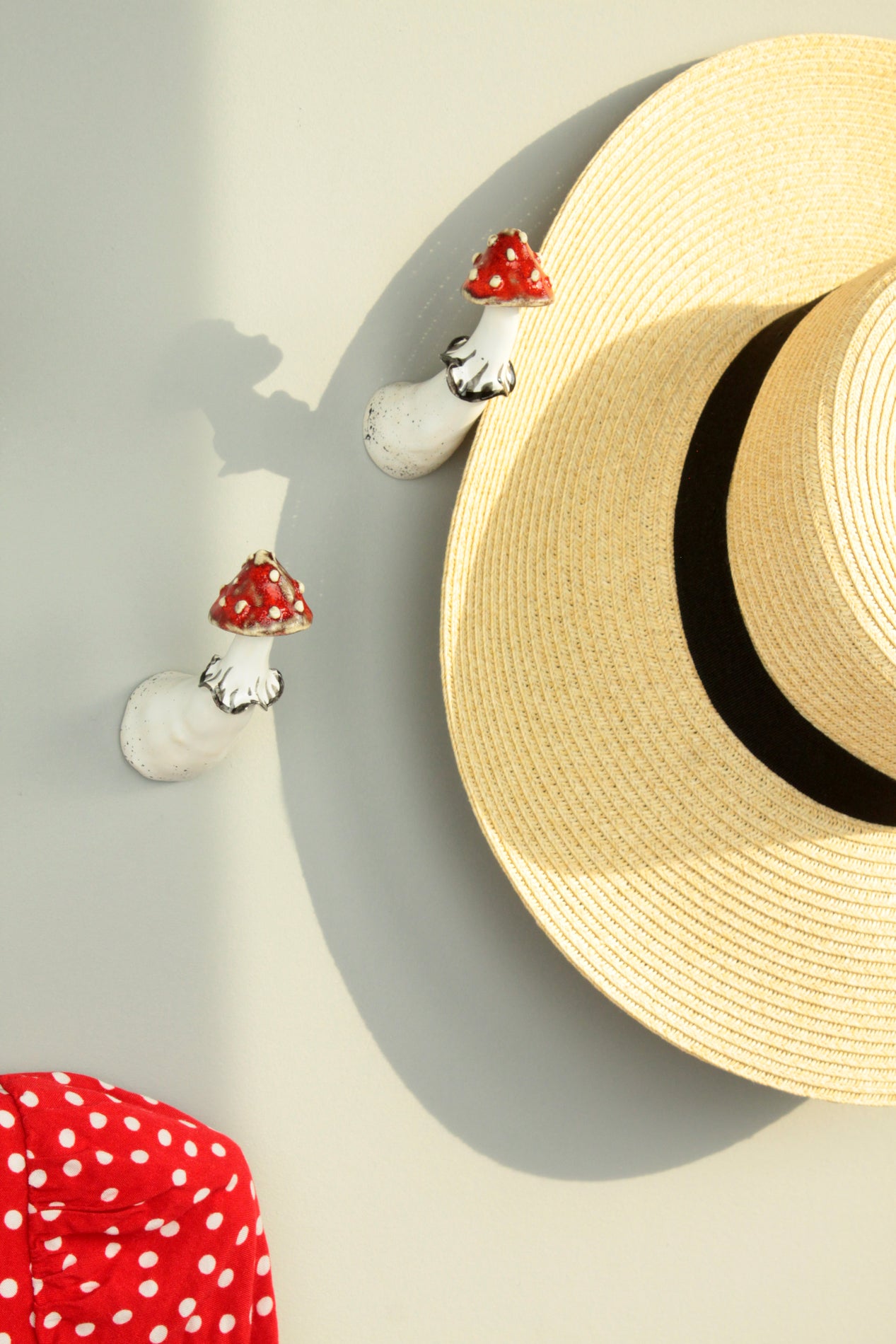 Amanita mushroom wall hook. Handmade by LEILY CLOUD