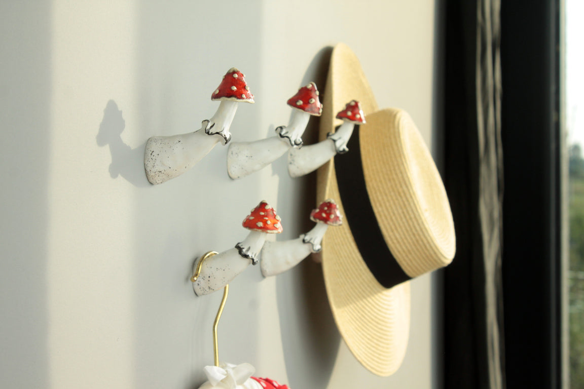 Amanita mushroom wall hook. Handmade by LEILY CLOUD