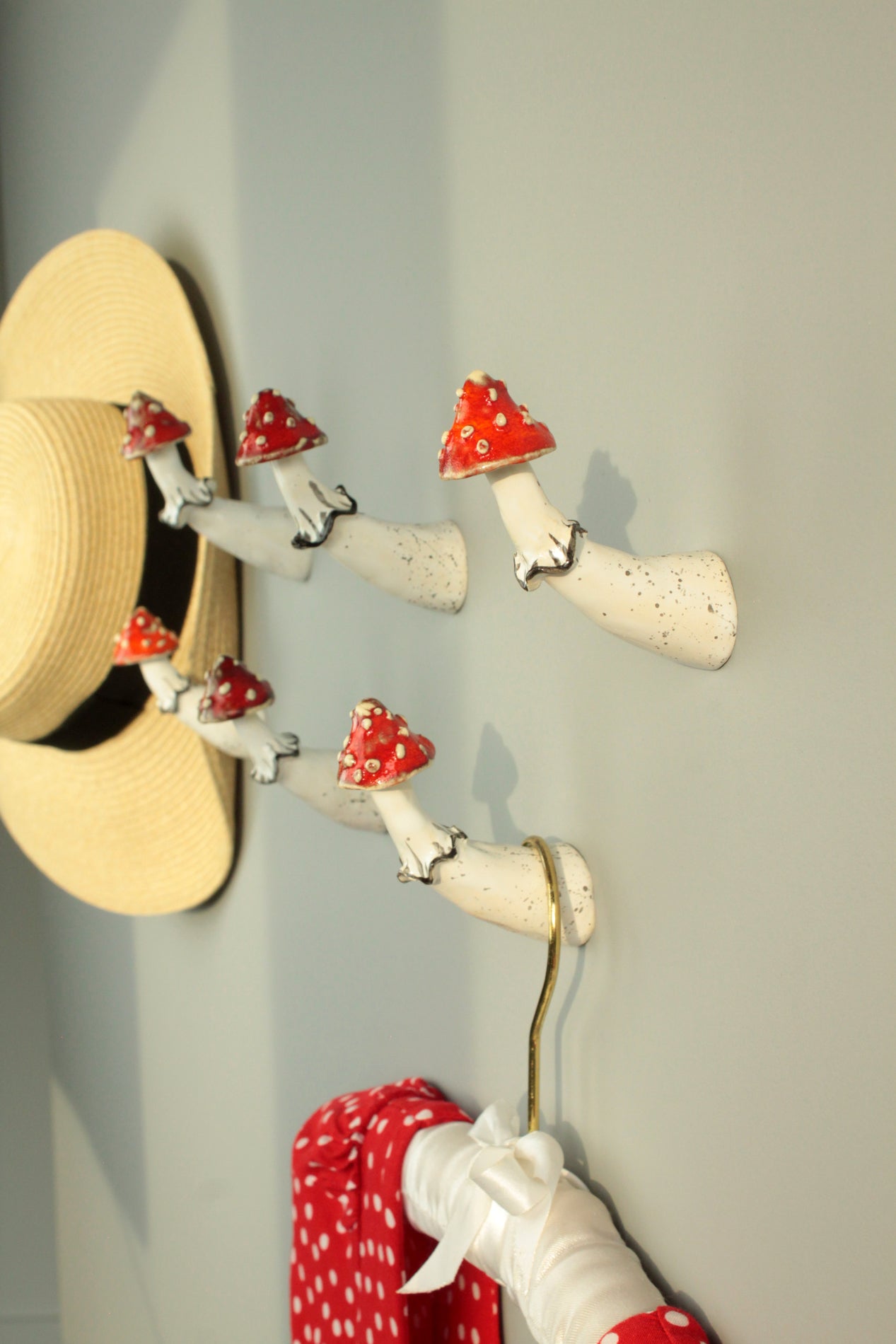 Amanita mushroom wall hook. Handmade by LEILY CLOUD