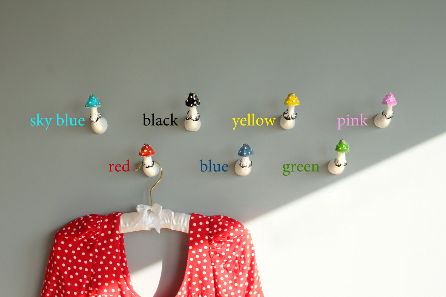 Amanita mushroom wall hook. Handmade by LEILY CLOUD