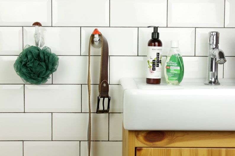 Set of 3 mushroom wall hooks