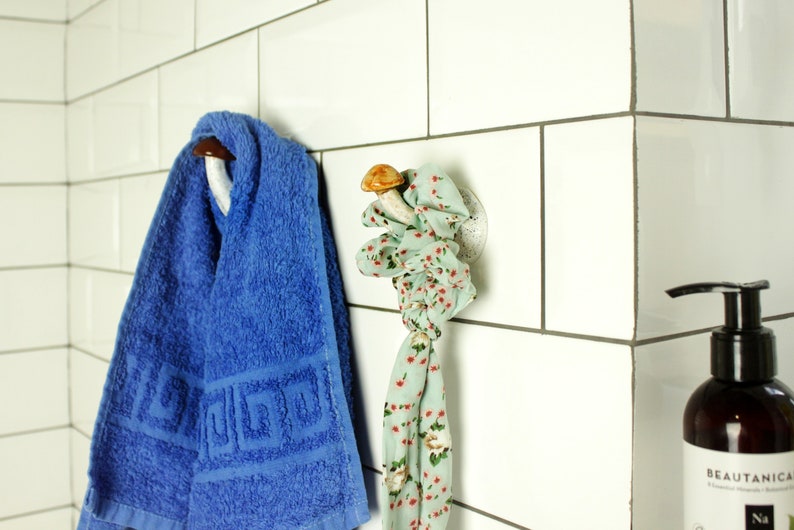 Set of 3 mushroom wall hooks