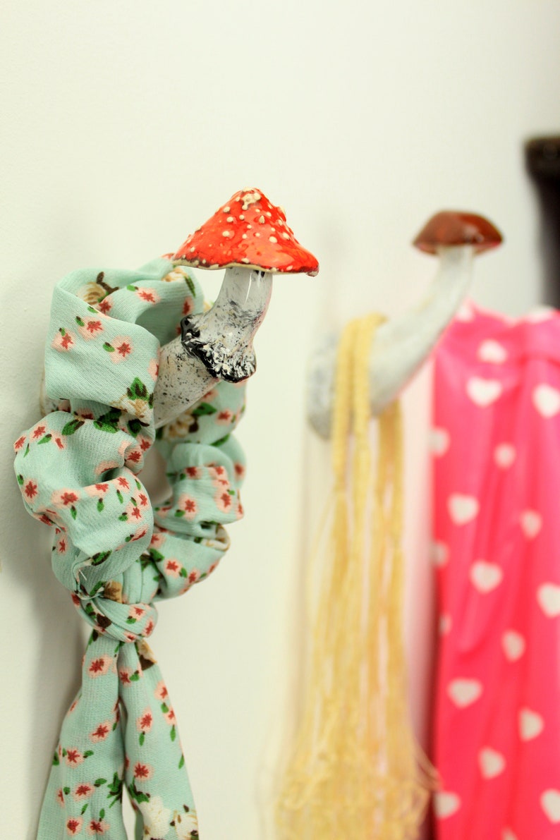 Set of 3 mushroom wall hooks