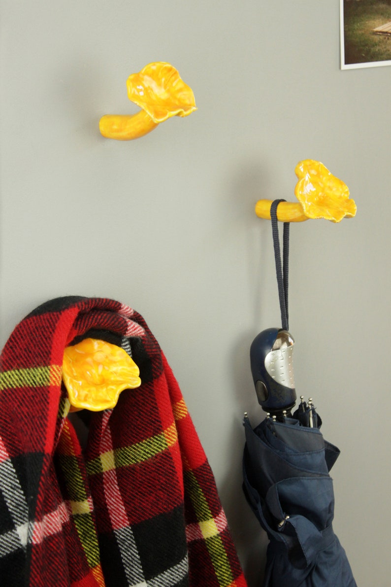 Chanterelle mushroom wall hook