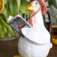 Goose With Mushroom Book Figurine. Ceramic Art For Mushroom Lovers. Farmhouse Ornaments. Geese Art. Mushroom Lovers Birthday Gift