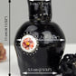 Black vase with flower, pottery vase, ceramic vase, small vase with relief, boho vase, black little vase with rose hip